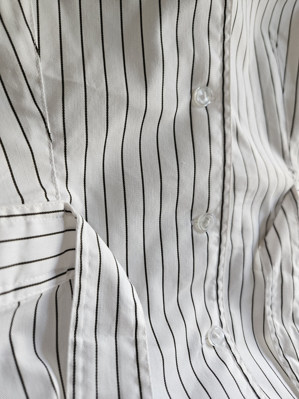 Kay Unger White Blouse with Black Pinstripes - Picture 6 of 6